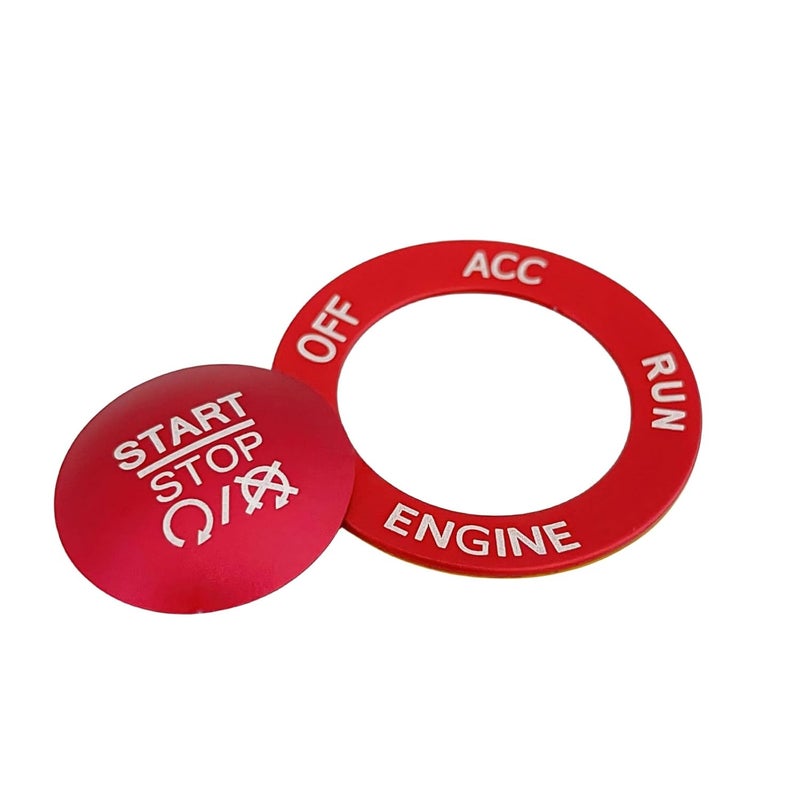 ALETAI Aluminum Alloy Push Start Stop Button Cover Trim for 2015-2021 Challenger RAM Charger - Red - Image 3